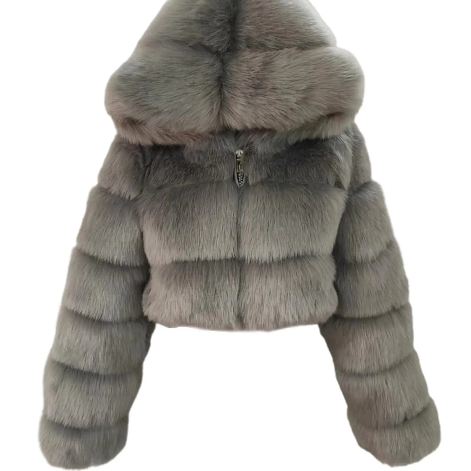 828Sale Women Fashion Winter Faux Fur Cropped Coat Fluffy Zip Hooded Warm Short Jacket 2020 Winter Top Fashion Women Mink Coats