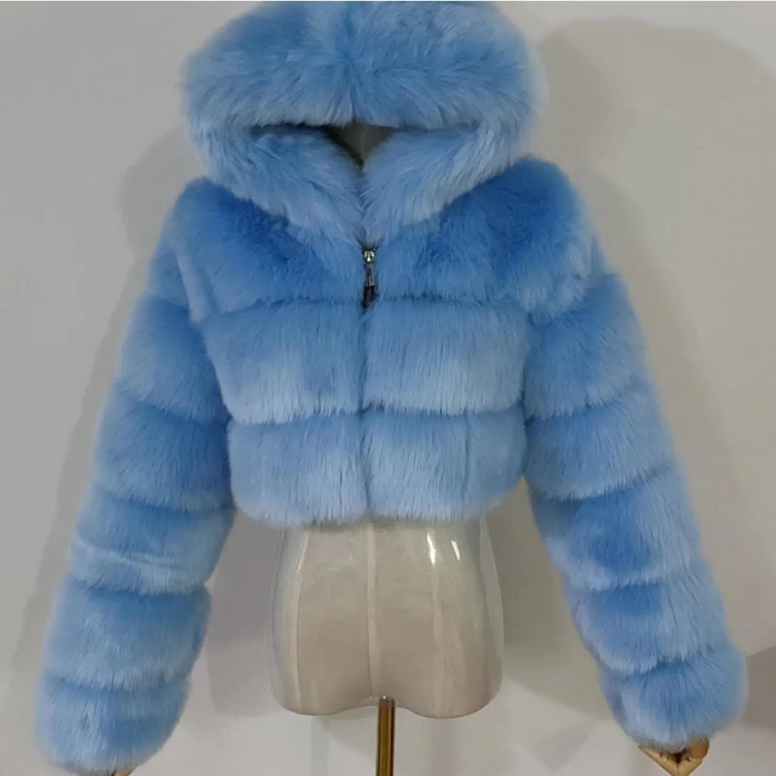 828Sale Women Fashion Winter Faux Fur Cropped Coat Fluffy Zip Hooded Warm Short Jacket 2020 Winter Top Fashion Women Mink Coats