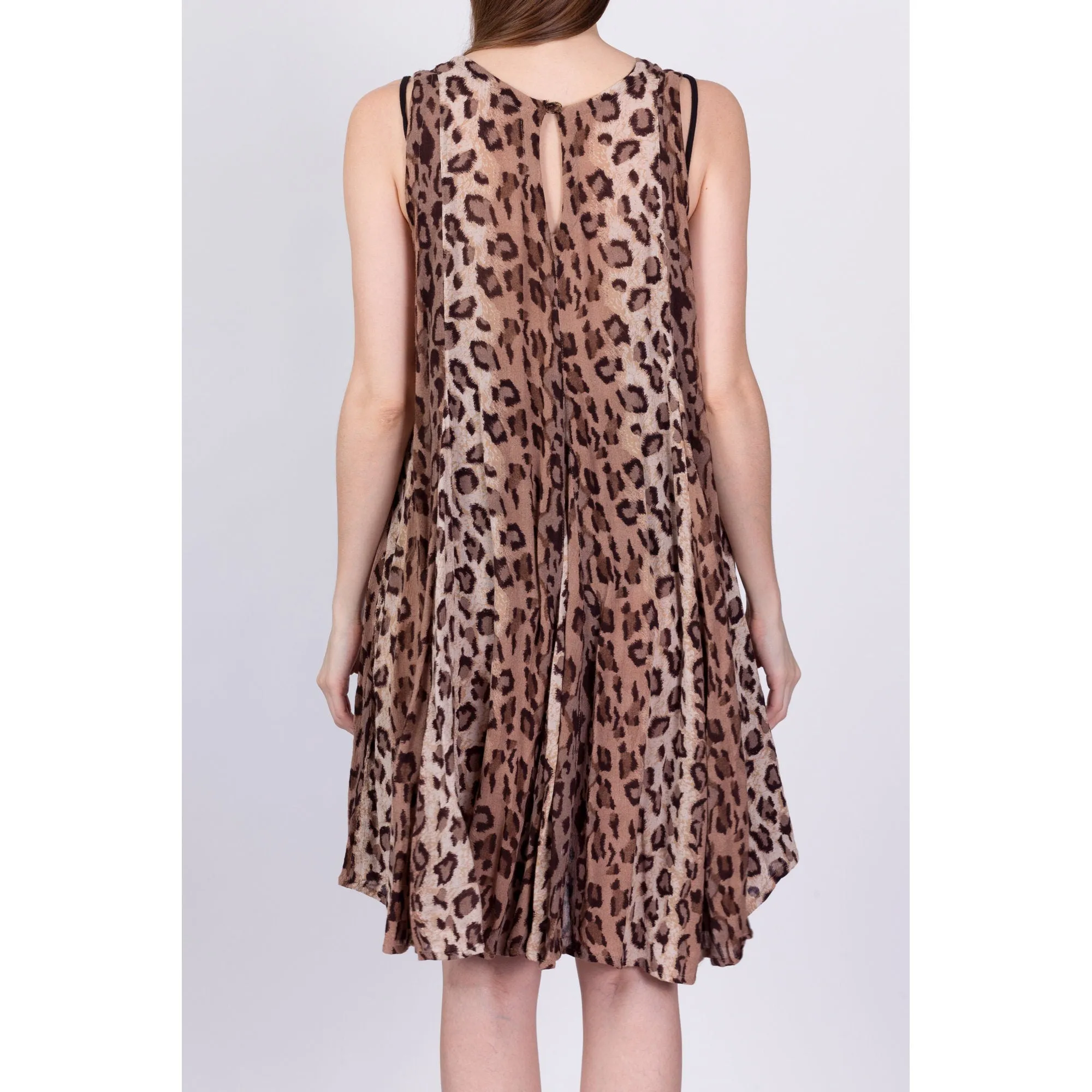 90s Grunge Leopard Print High-Low Mini Dress - One Size