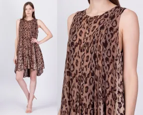 90s Grunge Leopard Print High-Low Mini Dress - One Size