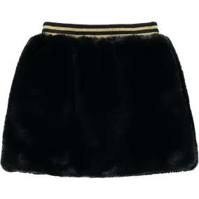 A DEE - Leopard Faux Fur Skirt Set - Black