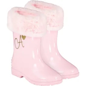 A DEE - Splash Fur Logo Wellie - Pale Pink