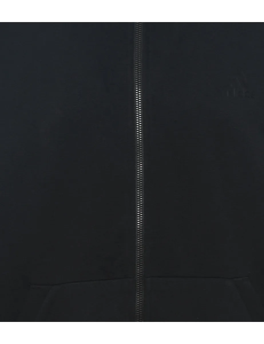Adidas Hooded Black & White Three-Stripe Sweatshirt - L