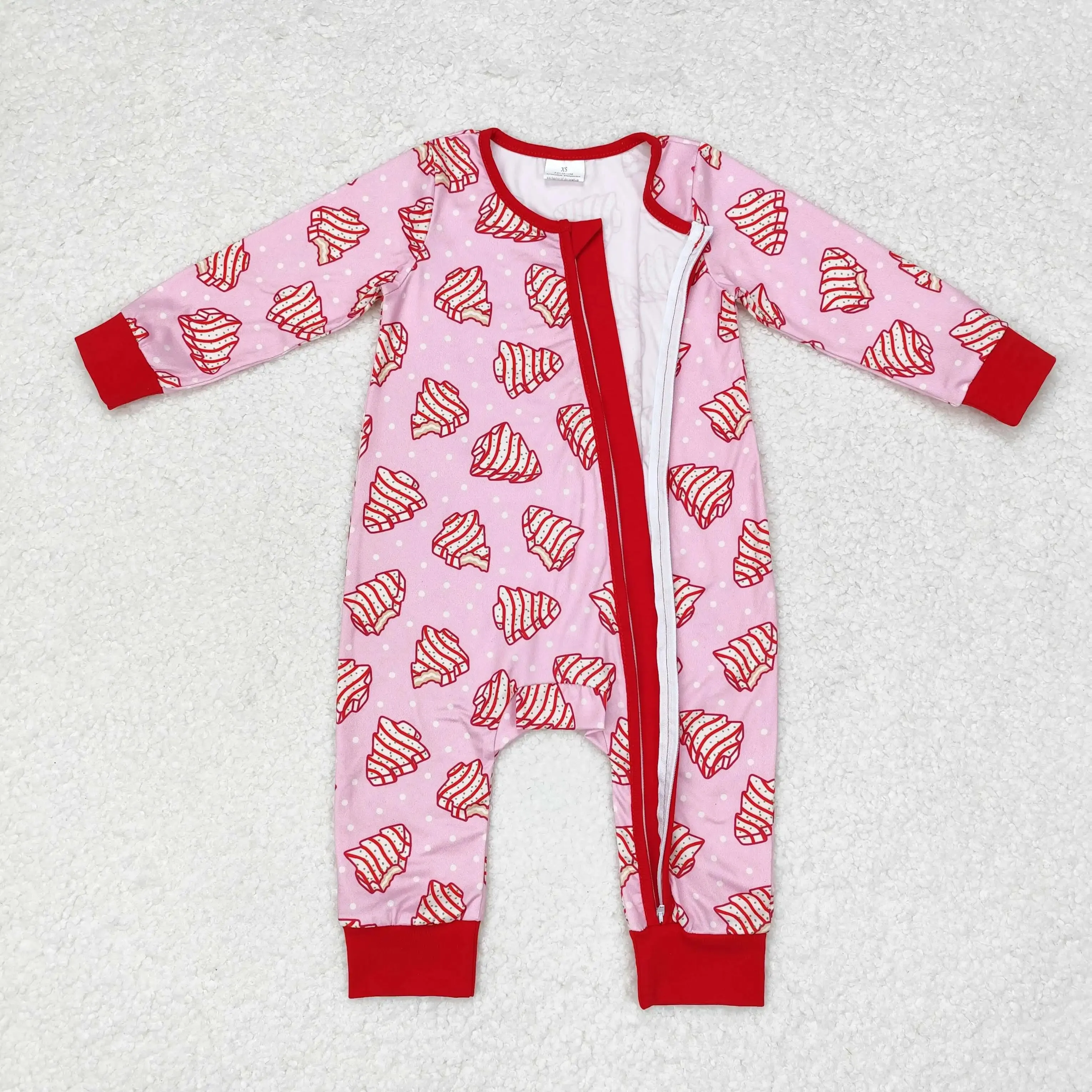 Baby Romper - Christmas - Tree Treats Girls Zip
