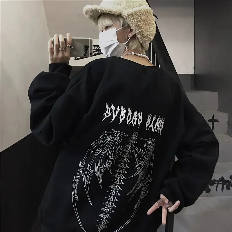 Back To School Joskaa New Star Letter Print Retro Oversized Hoodies Women Street Hip-hop Color Harajuku Casual Zipper Sweatshirt Pullover Y2K Clothes