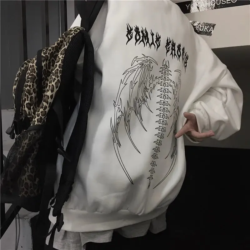 Back To School Joskaa New Star Letter Print Retro Oversized Hoodies Women Street Hip-hop Color Harajuku Casual Zipper Sweatshirt Pullover Y2K Clothes