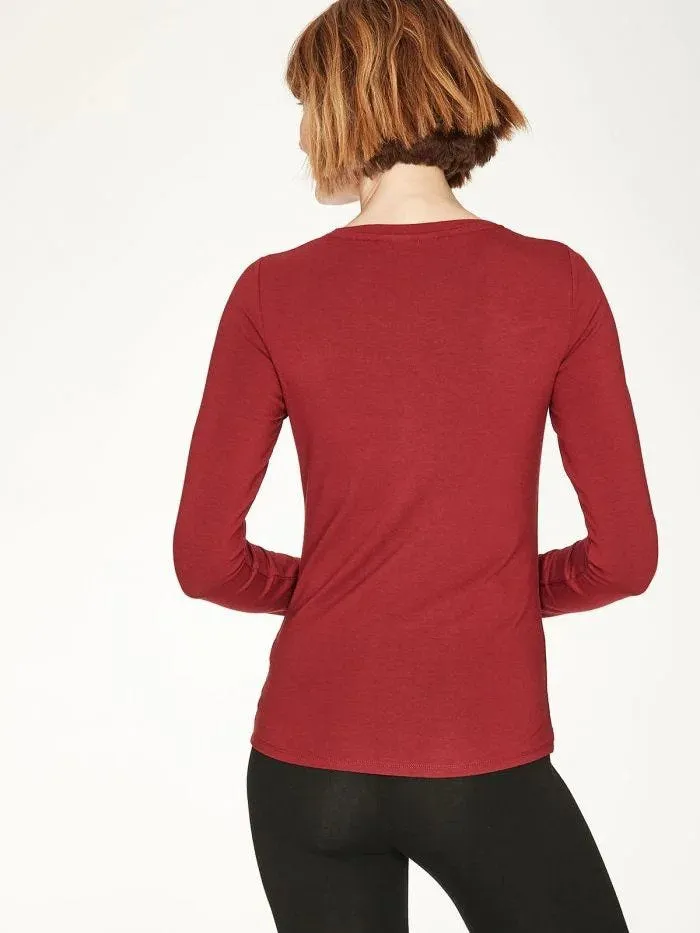 Bamboo Base Layer Top Ruby Red