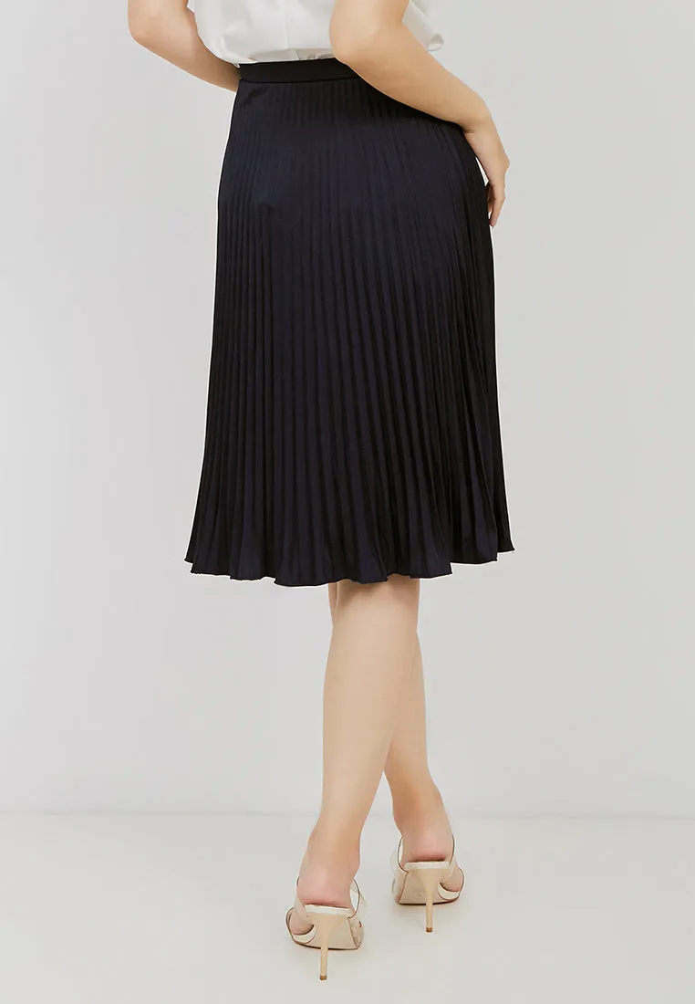 Basic Pleated Skirt Navy