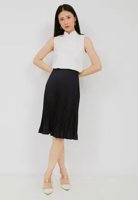 Basic Pleated Skirt Navy