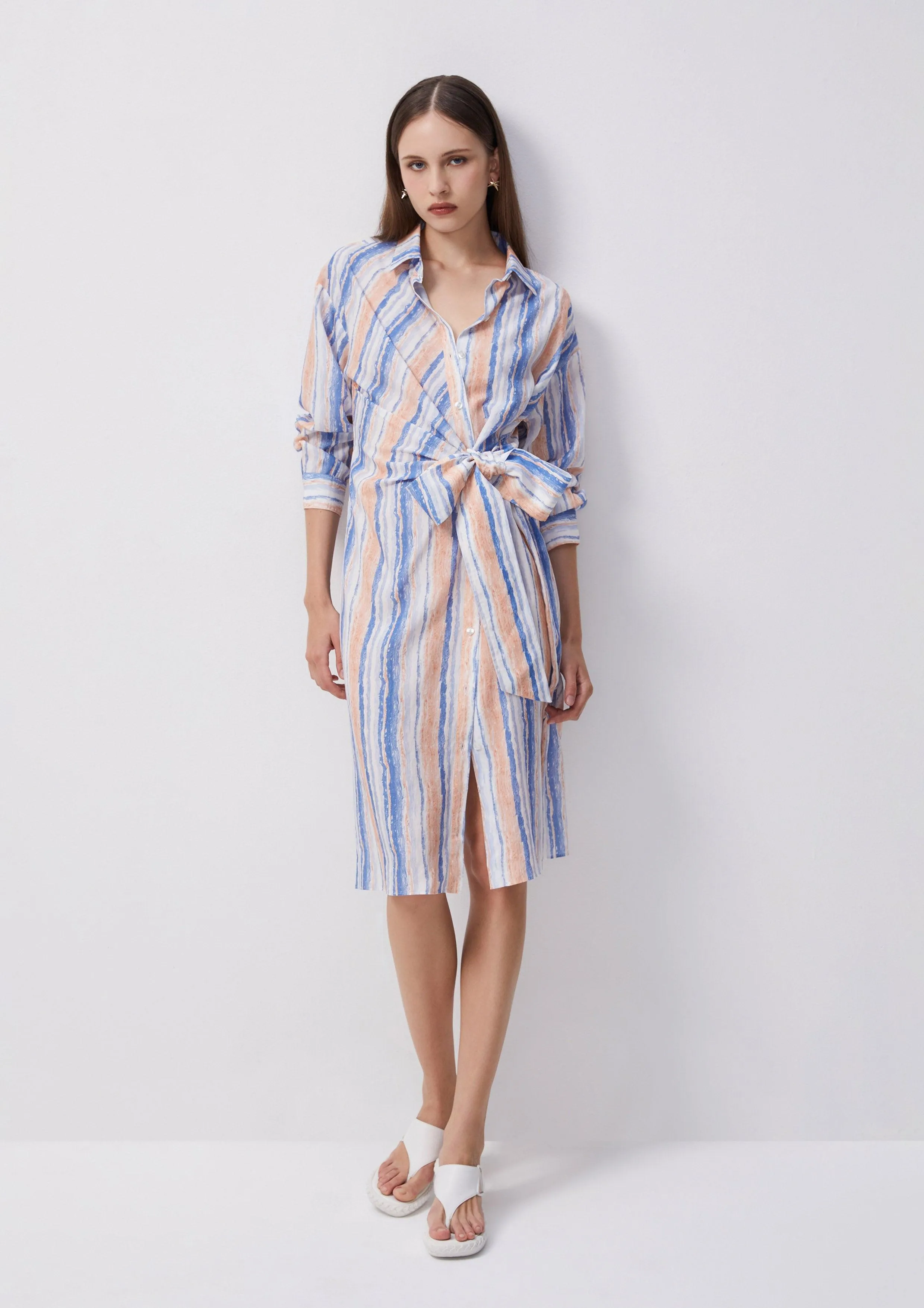 Beachside Oasis Stripe Wrap Dress