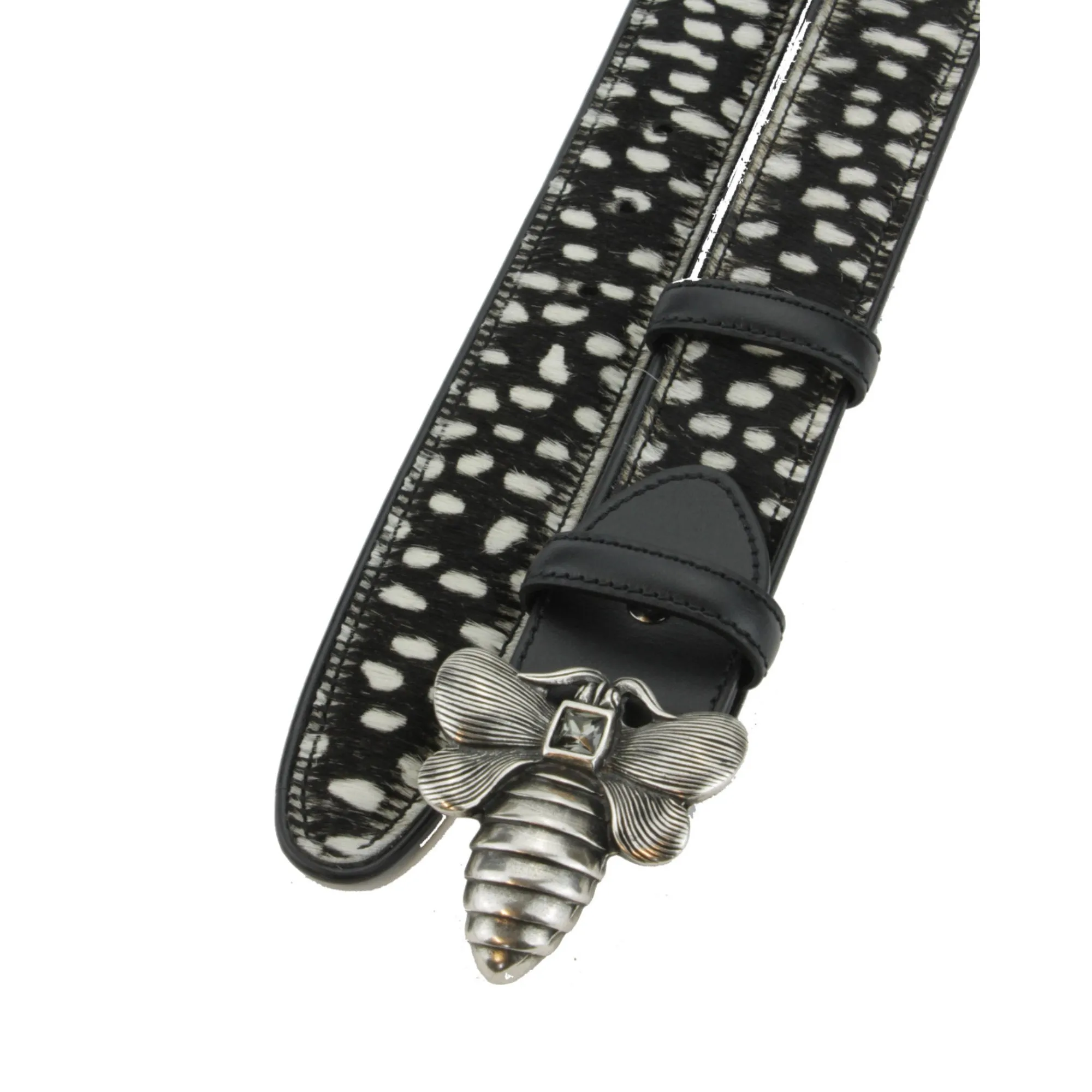 Black & White Leopard Print Pony Bee Belt