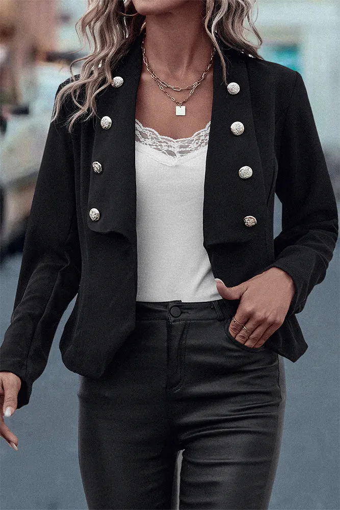 Black Buttoned Lapel Suit
