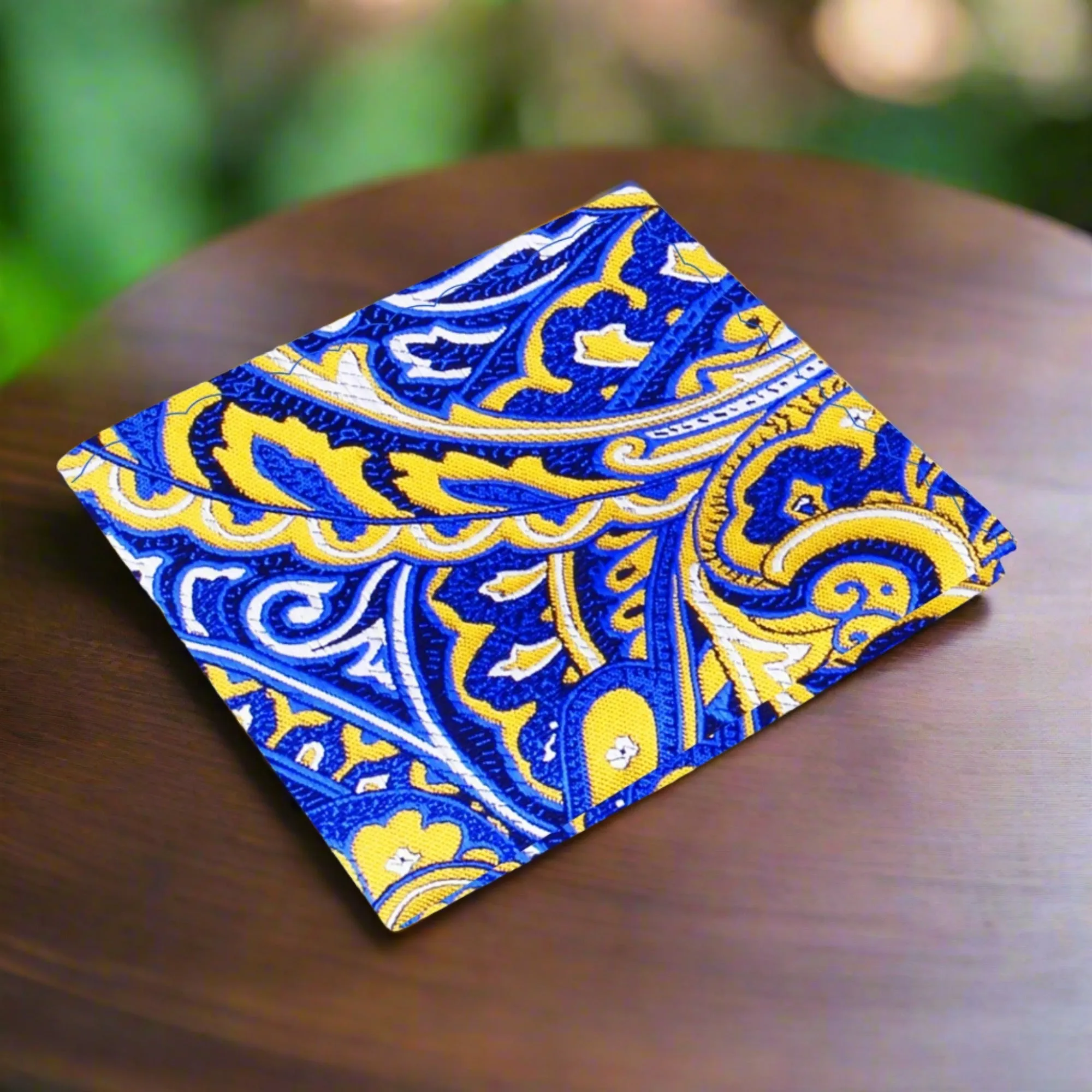 Blue & Yellow Macchia Paisley Pocket Square