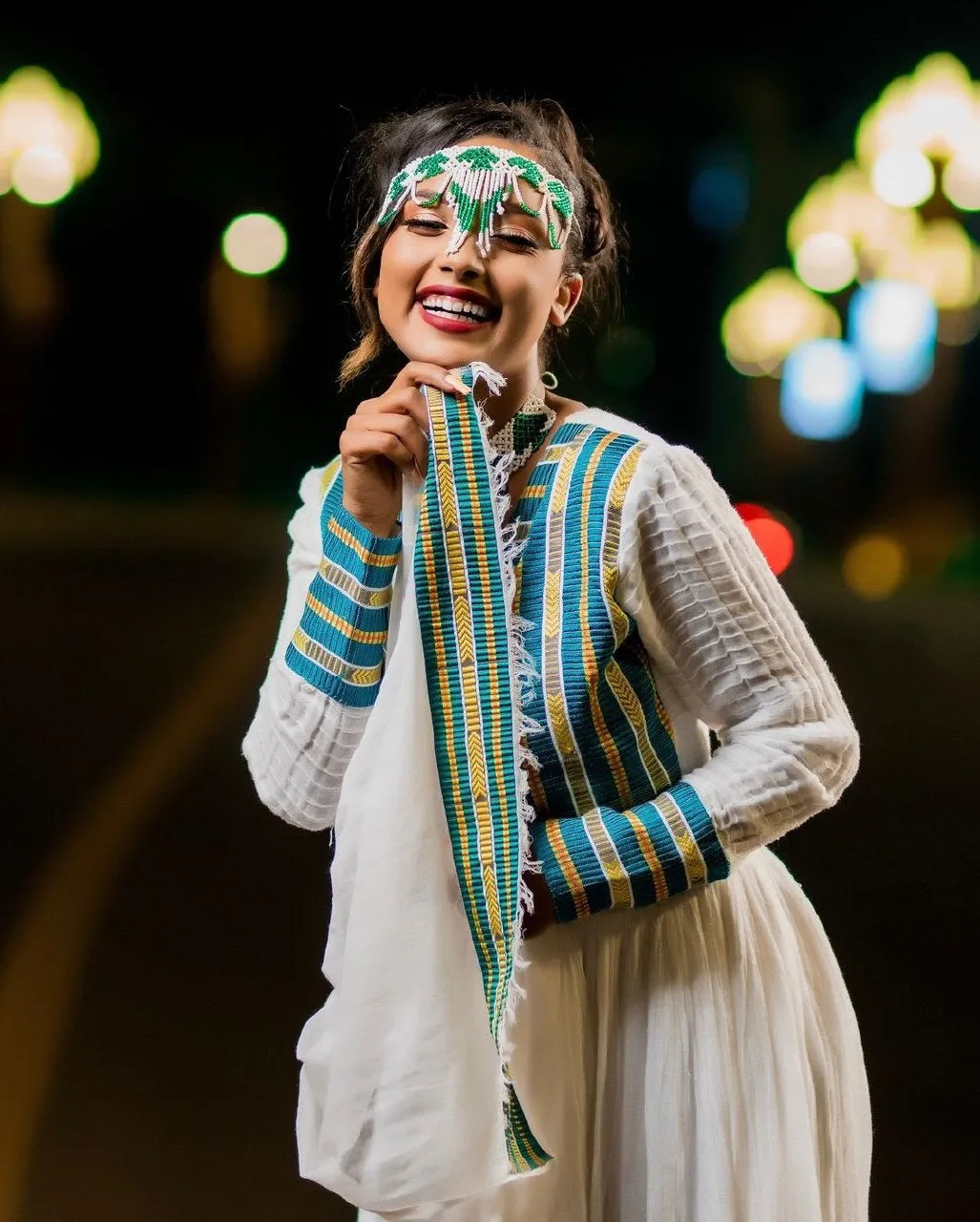 Blue Oromo Dress Stylish Oromo Cultural Attire with Accessories Oromo Traditional Dress