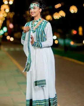 Blue Oromo Dress Stylish Oromo Cultural Attire with Accessories Oromo Traditional Dress