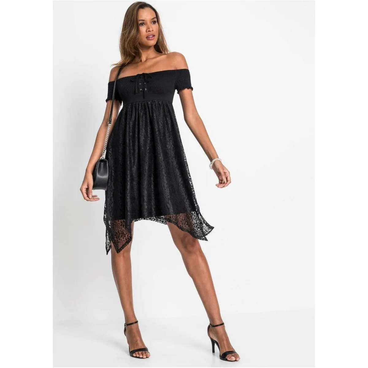 Bodyflirt Black Asymmetric Lace Dress
