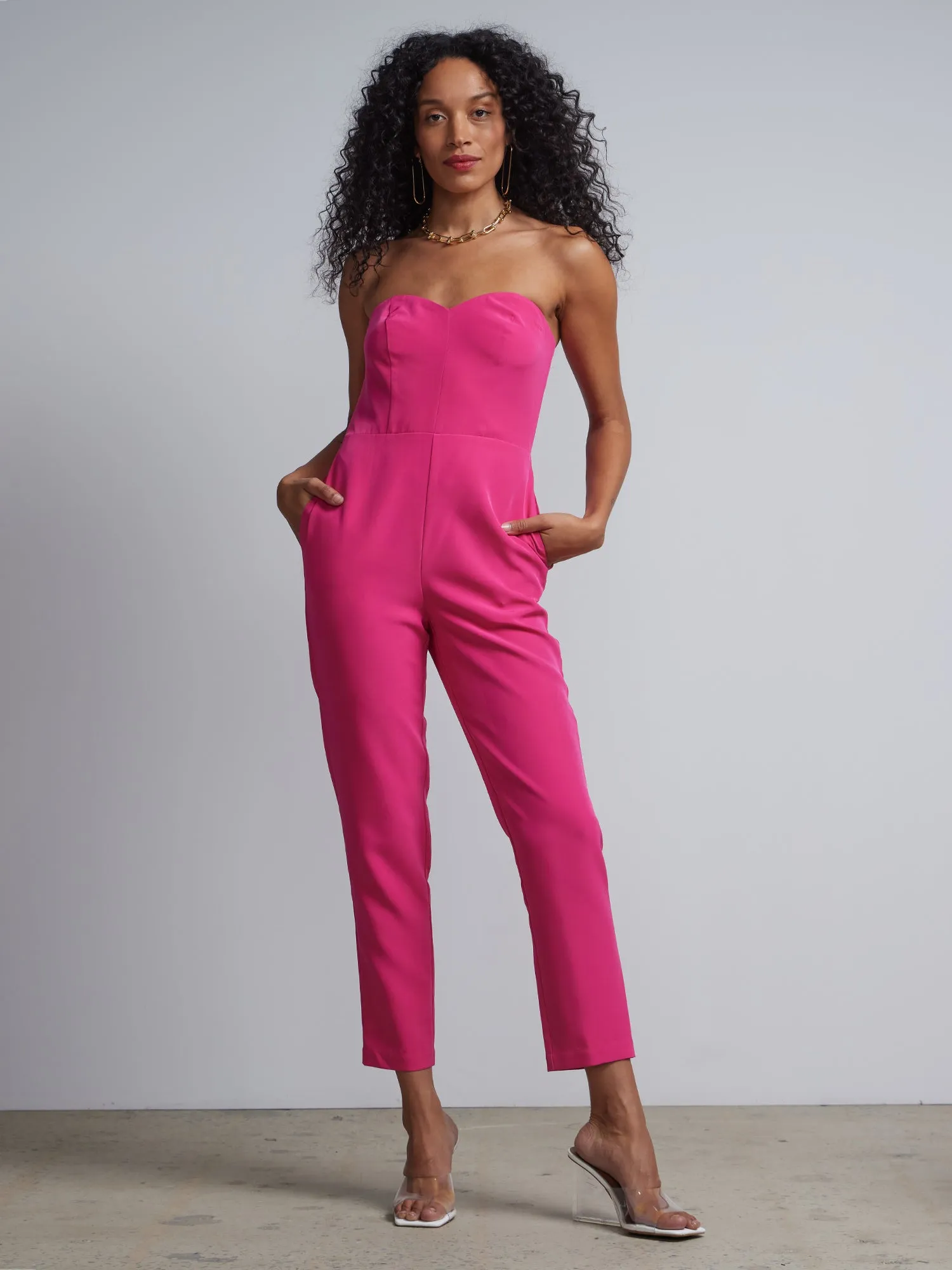 Bow-Waist Cape-Effect Jumpsuit