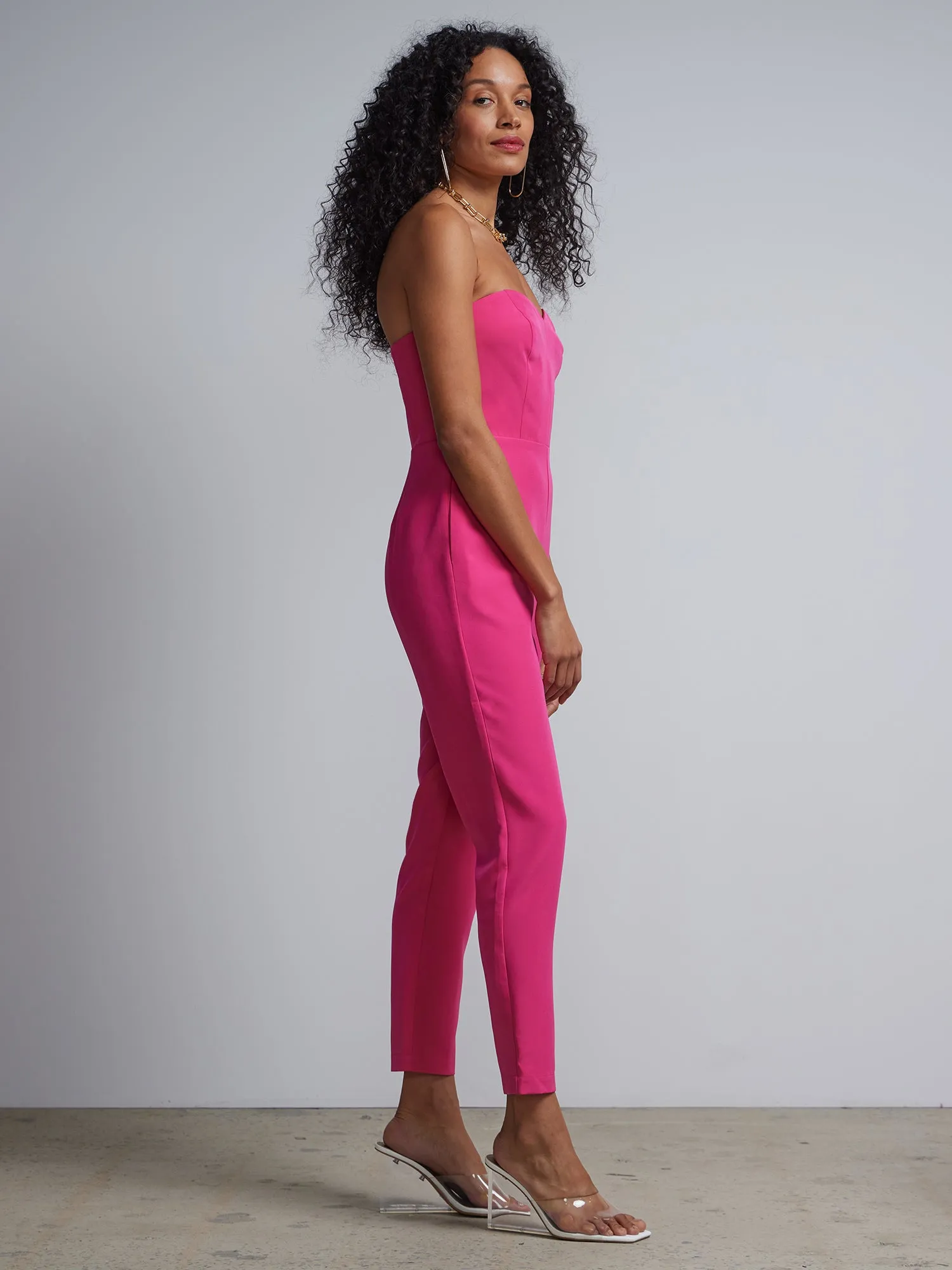 Bow-Waist Cape-Effect Jumpsuit