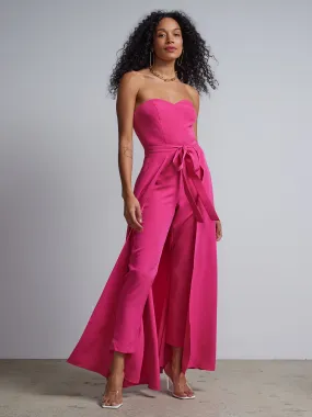 Bow-Waist Cape-Effect Jumpsuit