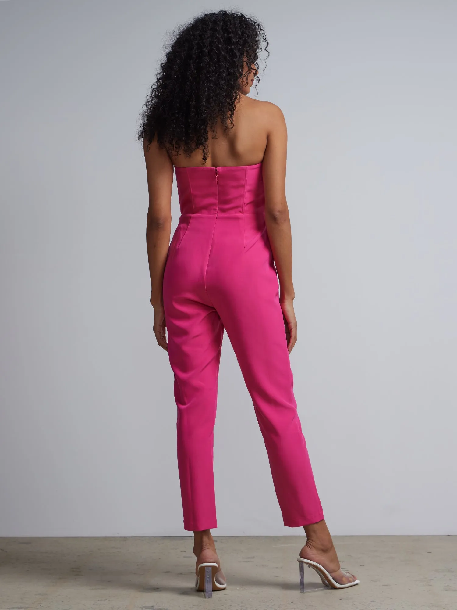 Bow-Waist Cape-Effect Jumpsuit