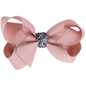 Bow's by Stær Classic Bow - Antique Rose/Grey Glitter - 8 cm