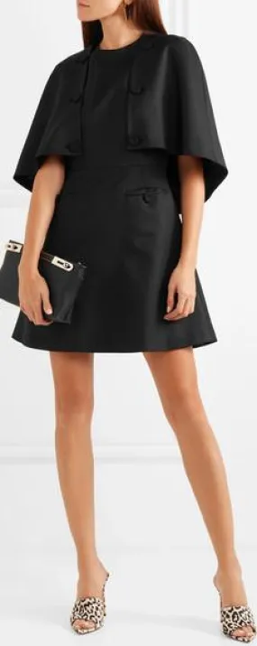 Cape-Effect Twill Mini Dress
