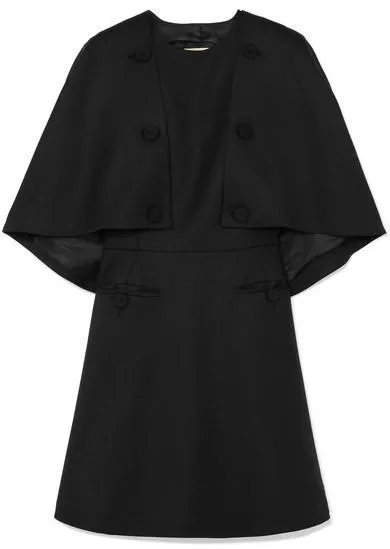 Cape-Effect Twill Mini Dress