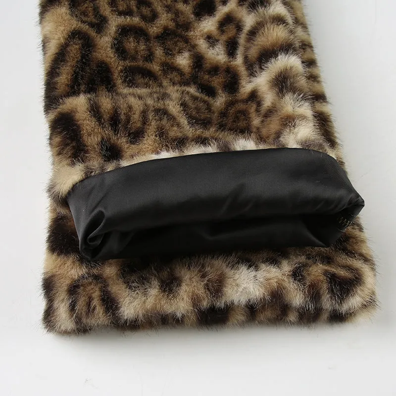 Carly Faux Fur Leopard Leg Warmers