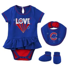 Chicago Cubs Newborn Love Creeper, Bib, & Bootie Set