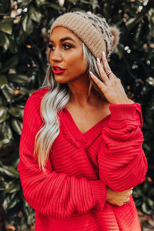 Cold Rush Faux Fur Pom Beanie In Camel
