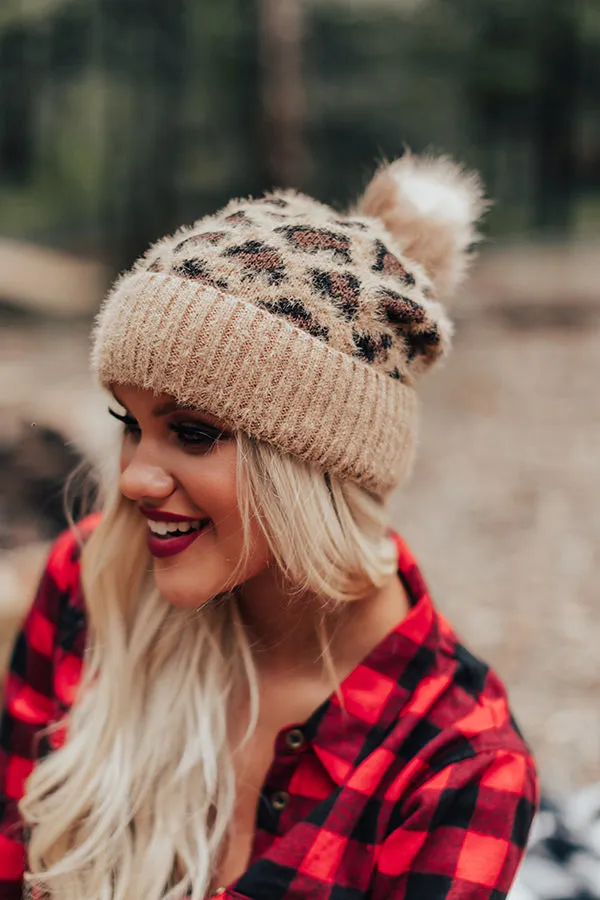 Cold Rush Faux Fur Pom Beanie In Camel