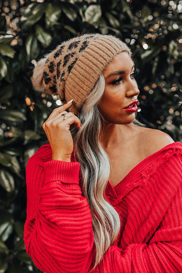 Cold Rush Faux Fur Pom Beanie In Camel