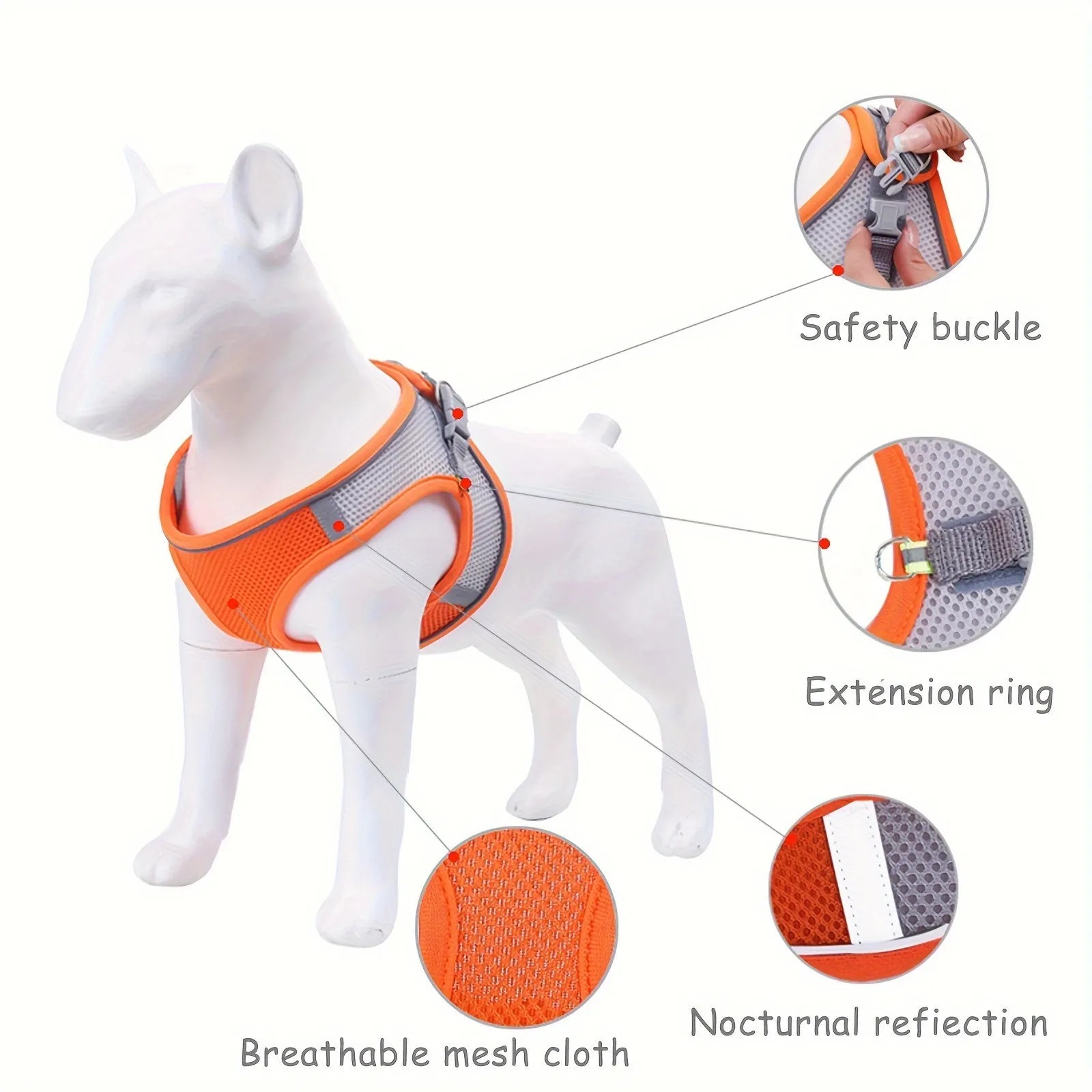 Comfy  Safe Pet Harness Reflective Mesh Vest for Small  Medium Dogs
