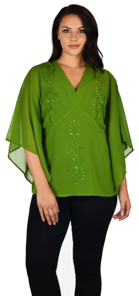 Comfyplus  Georgette Designer Embroidery Sequin Work Plus n Regular Size designer tunic