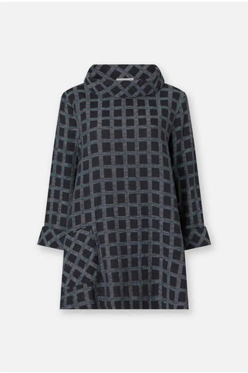 Cotton Ikat Check Tunic Navy