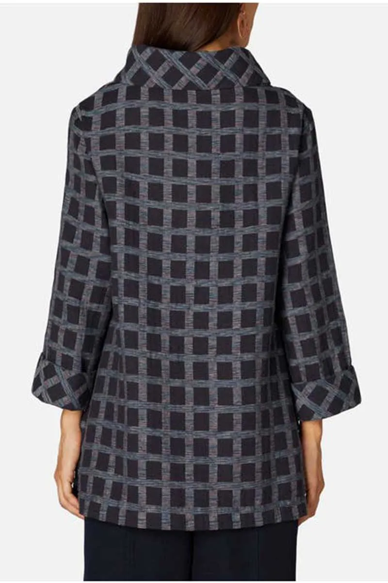Cotton Ikat Check Tunic Navy