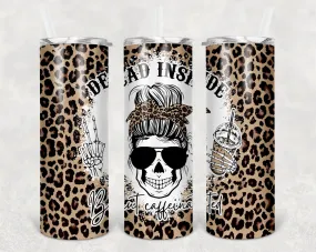 Dead Inside Leopard Skull Halloween 20 oz Skinny Tumbler