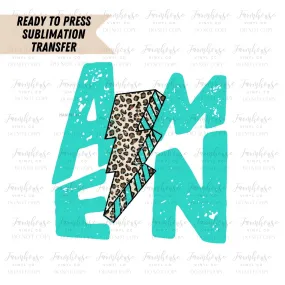 Distressed Amen Leopard Ready To Press Sublimation Transfer
