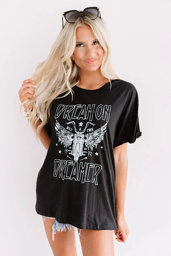 Dream On Dreamer Tee In Black