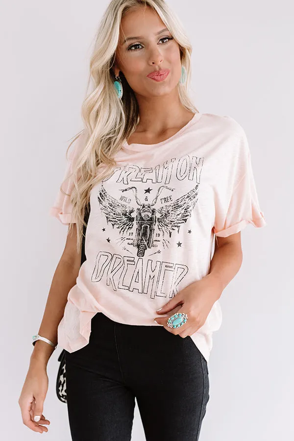Dream On Dreamer Tee In Peach