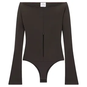 Drop Zipped Crepe Jersey Bodysuit
