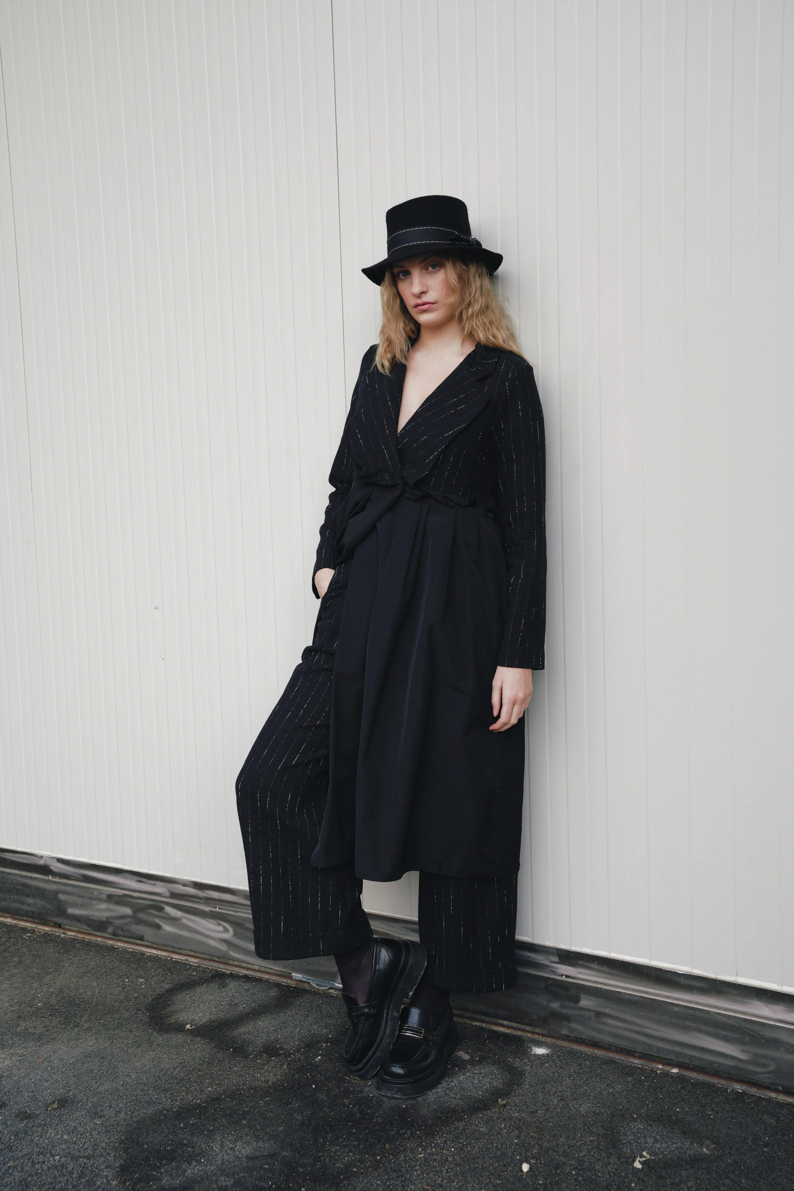 Dust Coat Pleated Dress