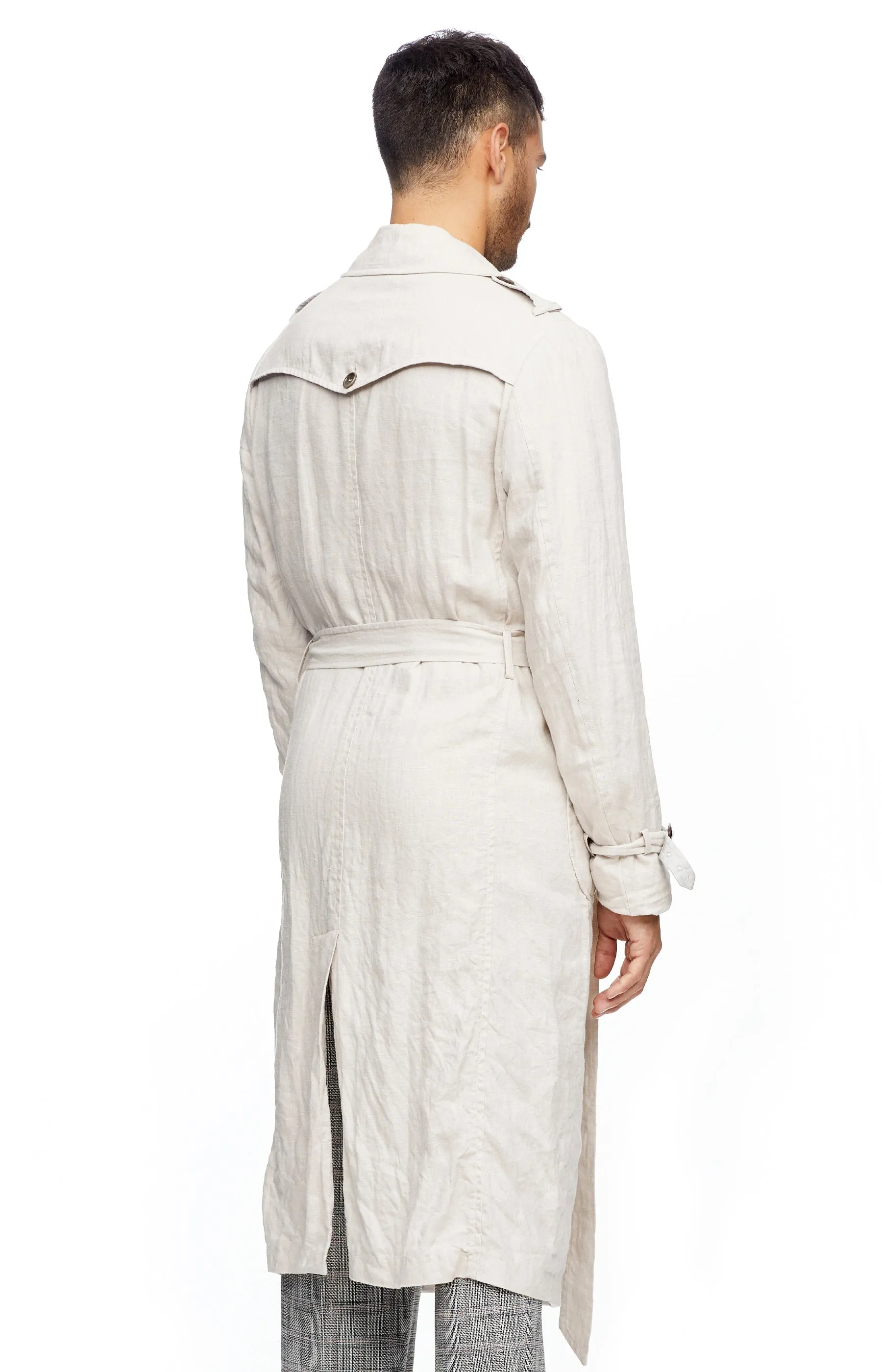 Ecru Linen Trench Coat