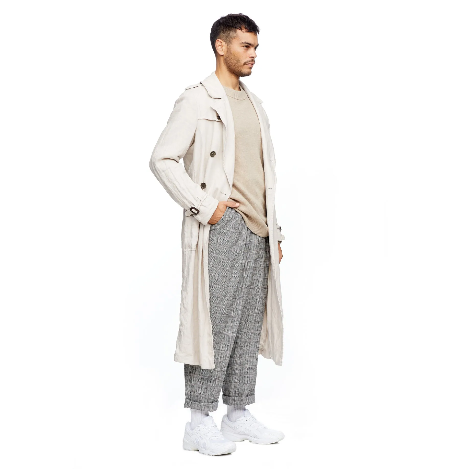 Ecru Linen Trench Coat