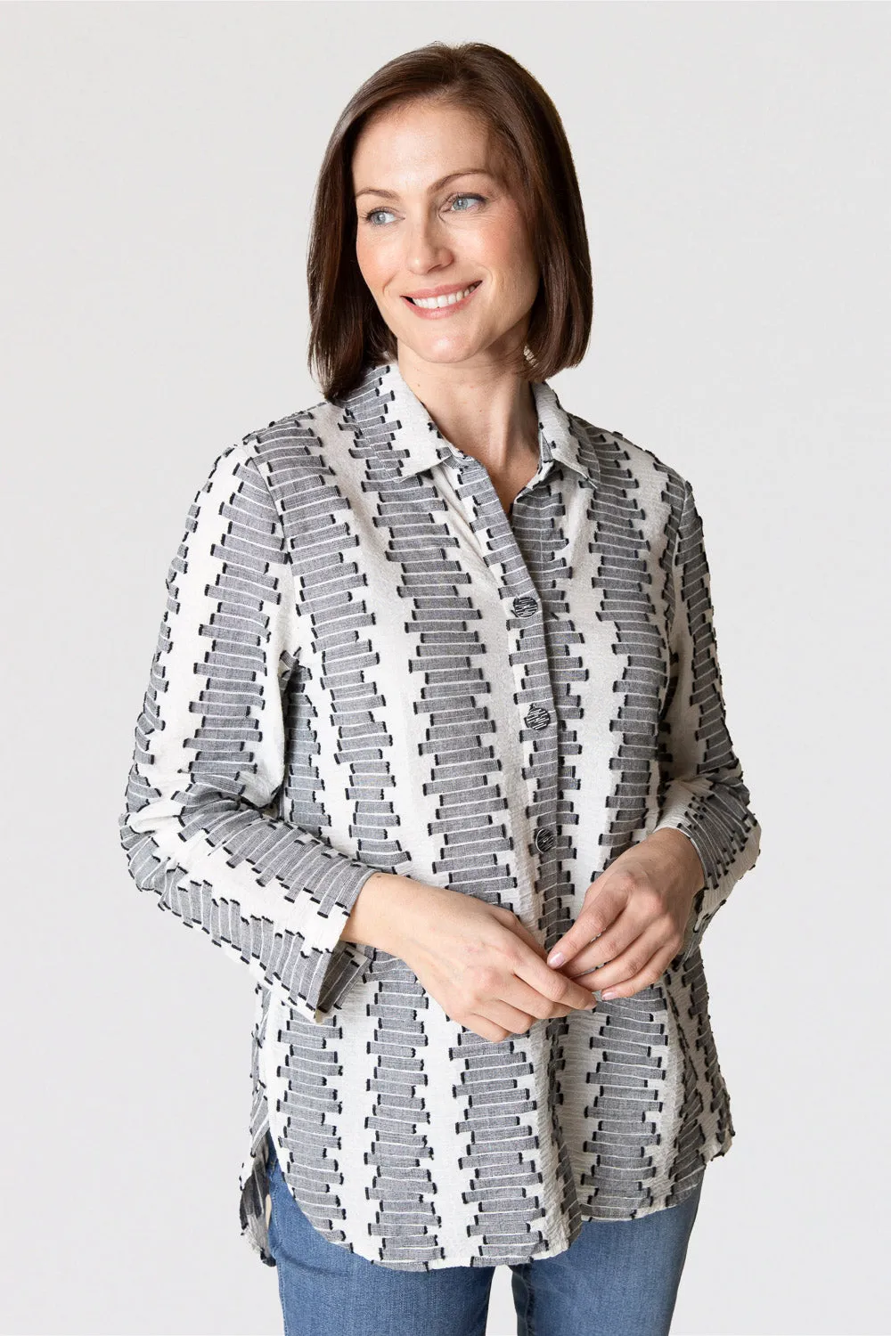 Embroidered Wrap Around Shirt