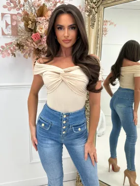 FARRAH NUDE TWIST BODYSUIT