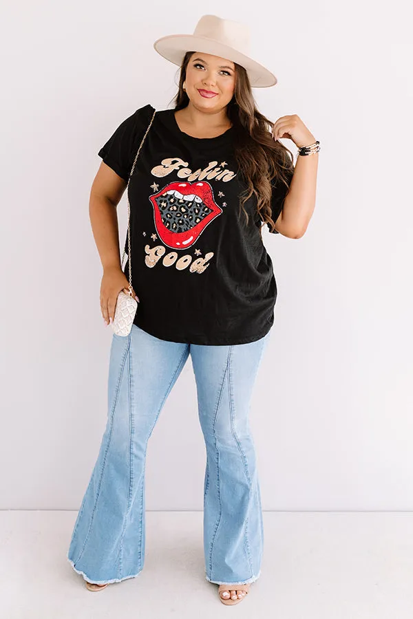 Feelin' Good Boyfriend Tee In Black Curves
