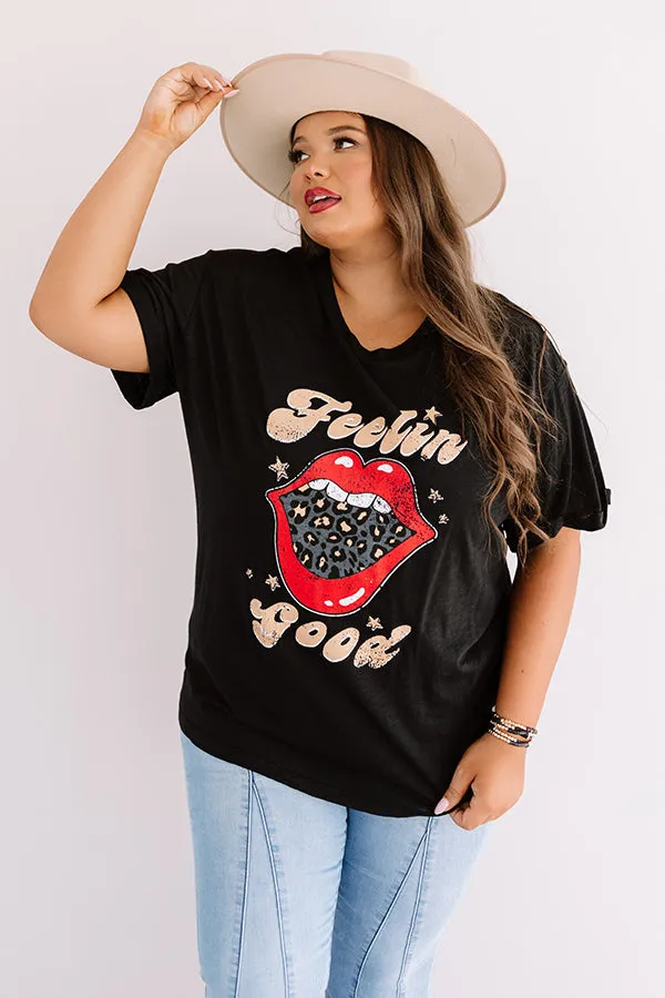 Feelin' Good Boyfriend Tee In Black Curves