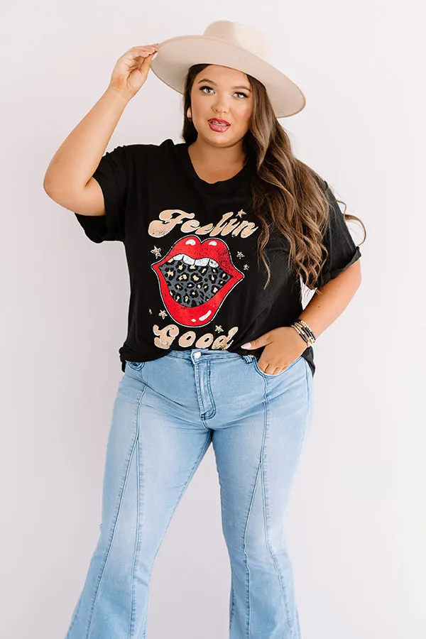 Feelin' Good Boyfriend Tee In Black Curves