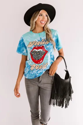 Feelin' Good Tie Dye Tee In Blue